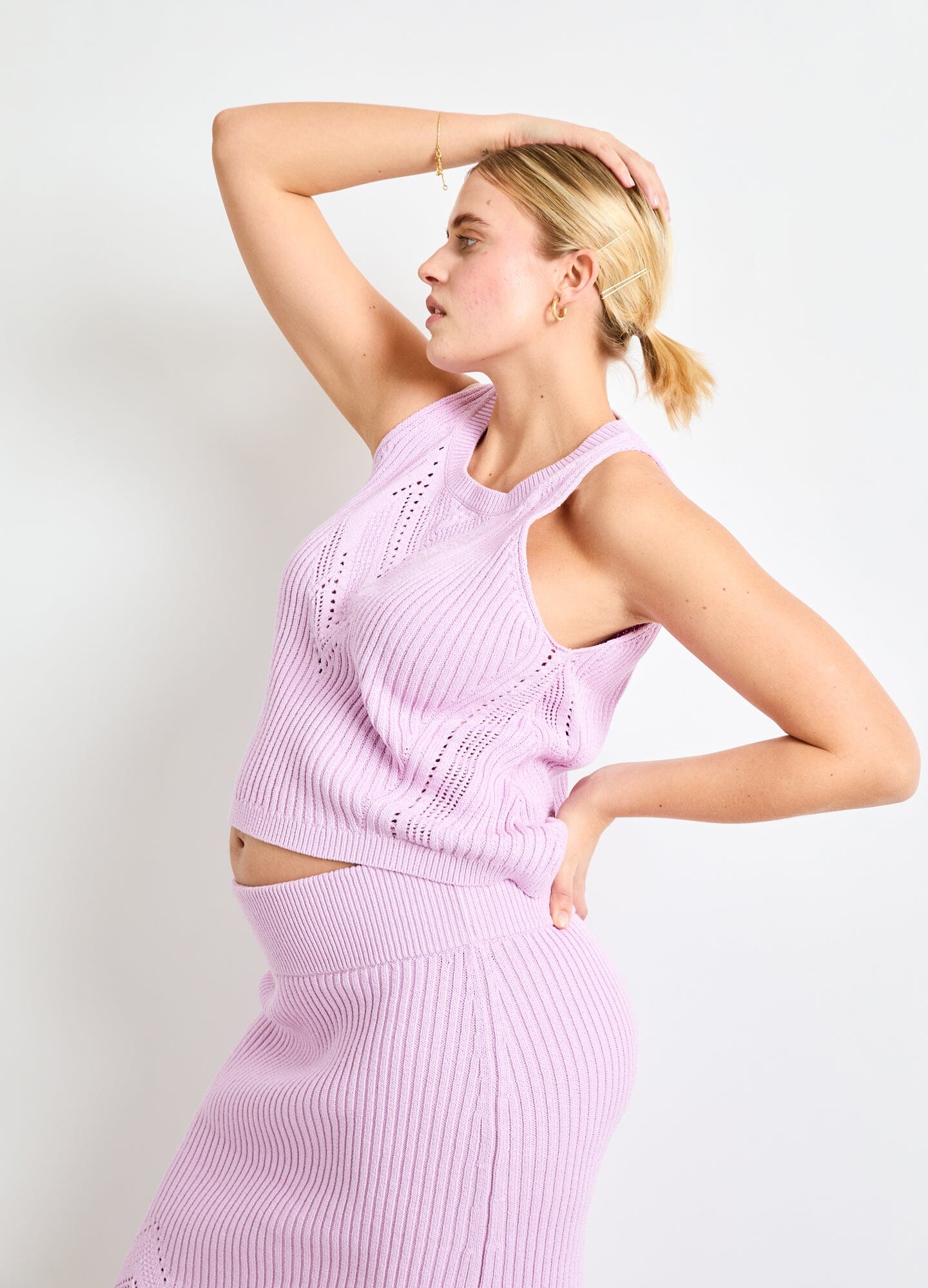 Chloe Cotton Pointelle Tank Top for Women - Soft Breathable Summer Casual Wear - Perfect for Beach, Travel, and Everyday Outfits