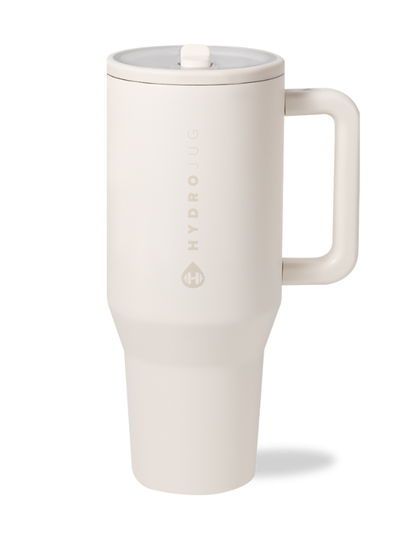 HydroJug Traveler 40oz Insulated Water Bottle with Straw - Cream Color | Leakproof & BPA Free | Perfect for Gym, Hiking & Outdoor Activities