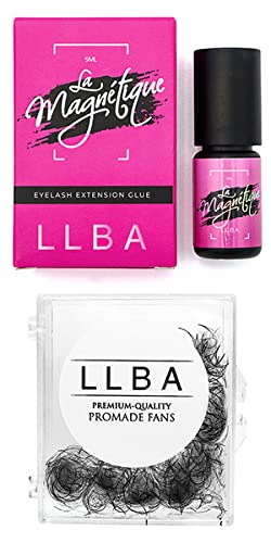 LLBA Professional Eyelash Extension Kit - Handmade Volume Lashes & Black Lash Glue (0.5-1.5 Sec Quick Dry) for Salon & Home Use | Long Lasting | Easy to Apply | Perfect for Weddings, Parties & Daily Wear