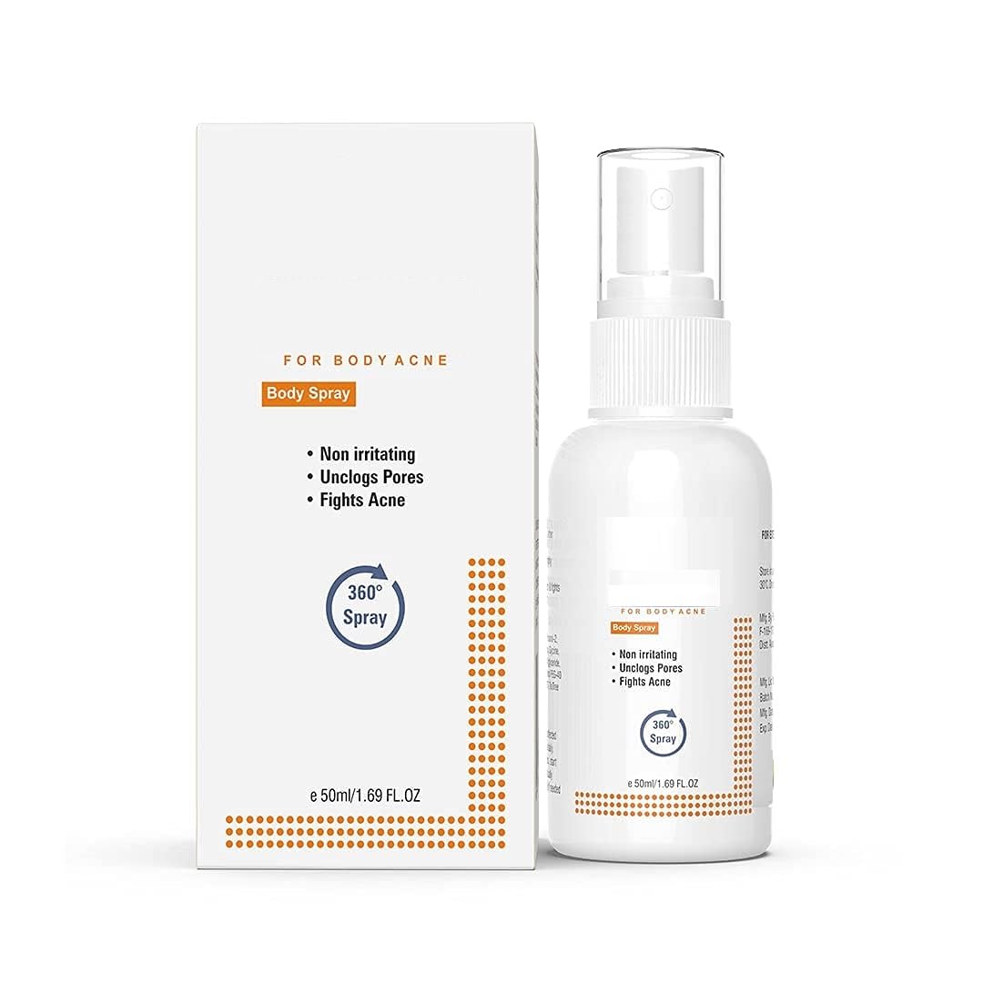 Body Acne Treatment Spray for Back, Shoulders, Neck & Chest - Clears Breakouts & Improves Skin Texture for Women & Men (50ml) | Perfect for Post-Workout, Travel & Daily Skincare Routine