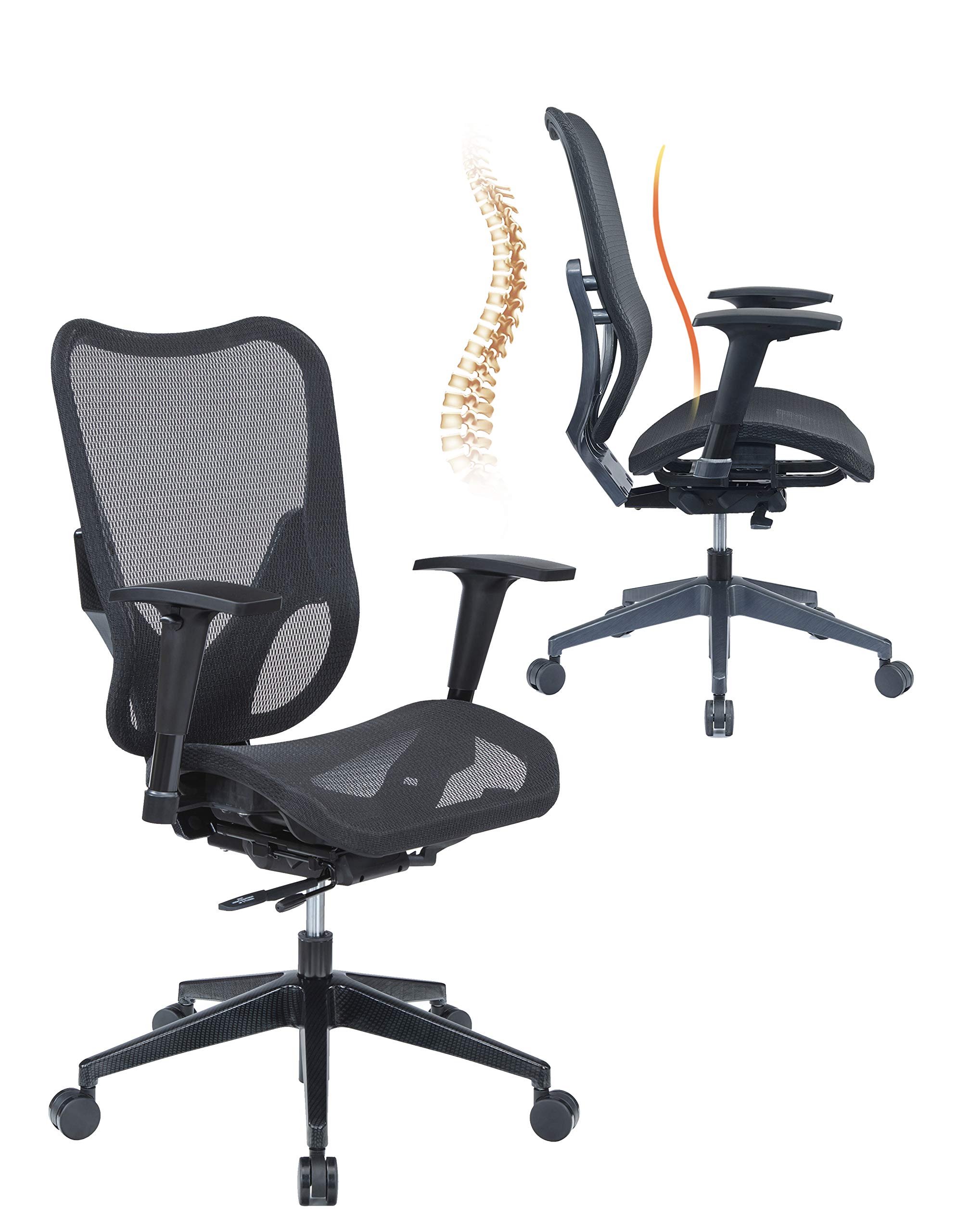 Ergonomic Mesh Office Chair with Adjustable Armrests & Lumbar Support - BIFMA Certified Black Desk Chair with Wheels for Home Office, Gaming, and Study | HY-104BK