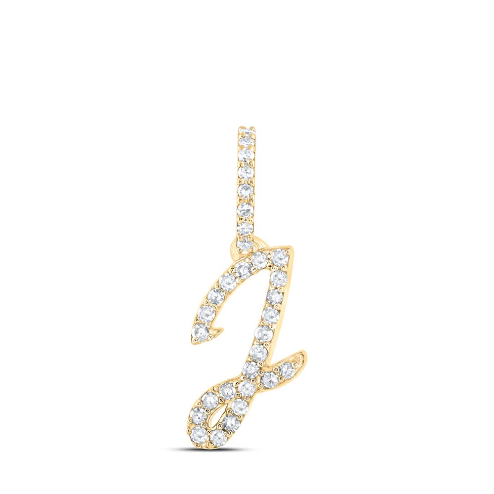10K Yellow Gold Women's Round Diamond Initial 