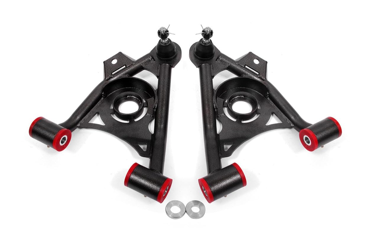 BMR Suspension AA034H Lower Control Arms - Black Hammertone Finish for Mustang, Camaro & Challenger - Performance Upgrade for Street & Track Racing