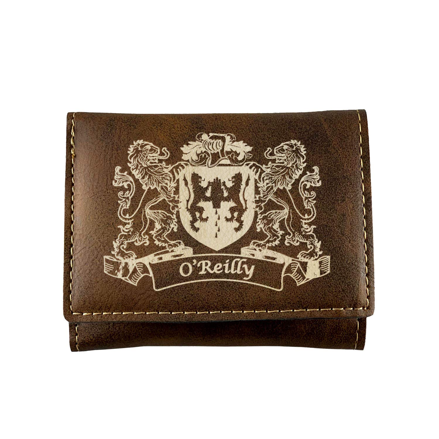 O'Reilly Irish Coat of Arms Rustic Leather Wallet for Men - Genuine Celtic Heritage Bifold Wallet with Money Clip - Perfect for St. Patrick's Day, Irish Weddings & Gift Giving
