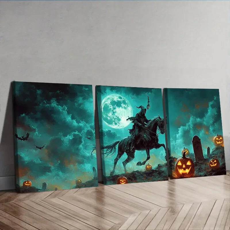 3-Piece Death Rides on His Horse Moonlight Wall Art Set - 40x60cm Framed Canvas Prints | High-Quality Australian Made | Ready to Hang | Perfect for Living Room, Bedroom & Office Decor