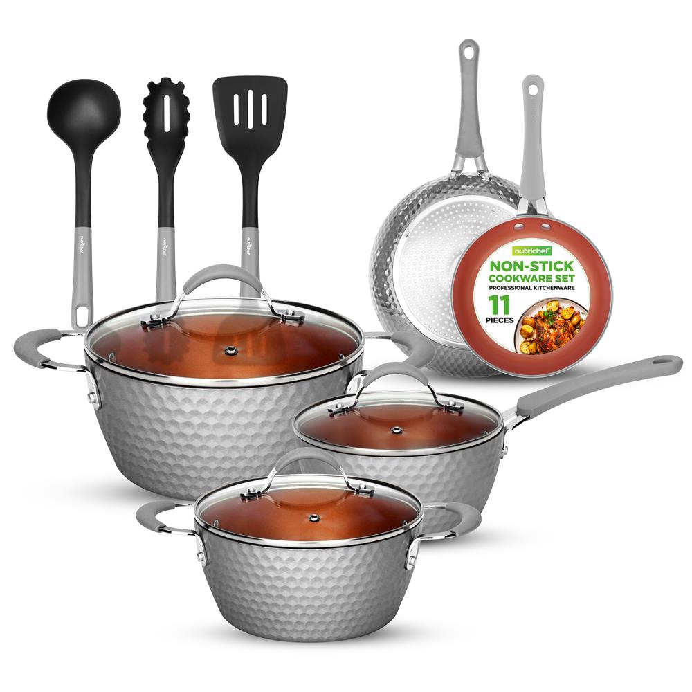 Premium 10-Piece Nonstick Cookware Set for Home Kitchen - Pots & Pans with Glass Lids - Induction Compatible for Stovetop Cooking, Frying & Baking