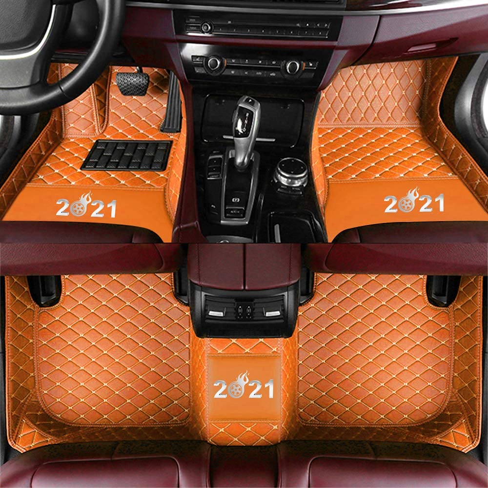 Custom Car Floor Mats for Dodge Charger Scat Pack 2019-2021 - Premium Fit, Orange Pattern Design - Perfect for All-Weather Protection & Interior Customization