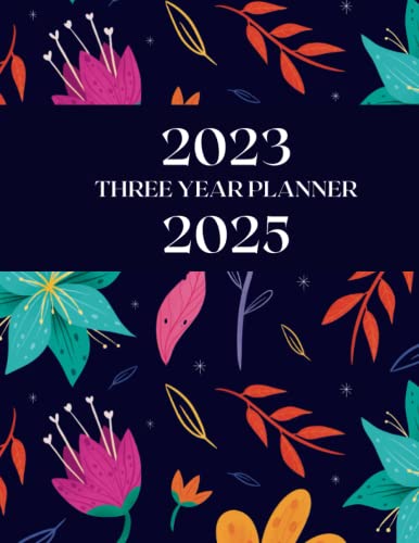 2023-2025 Three Year Monthly Planner with Inspirational Quotes - Large 36-Month Calendar Organizer (January 2023-December 2025) - Floral Cover - Perfect for Goal Setting, Time Management & Productivity Tracking