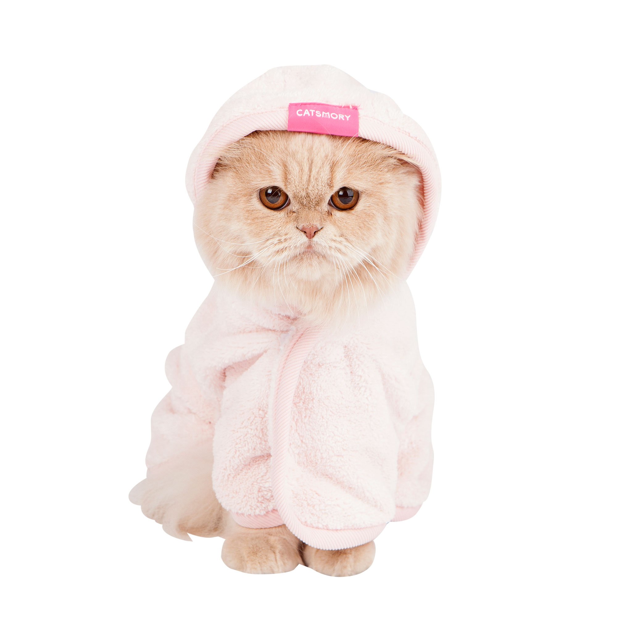 CATSMORY Microfiber Pet Bath Robe - Quick Dry Dog & Cat Bathing Towel with Hood for Small Pets (Large Size) - Perfect for Post-Bath Drying, Grooming & Spa Time at Home