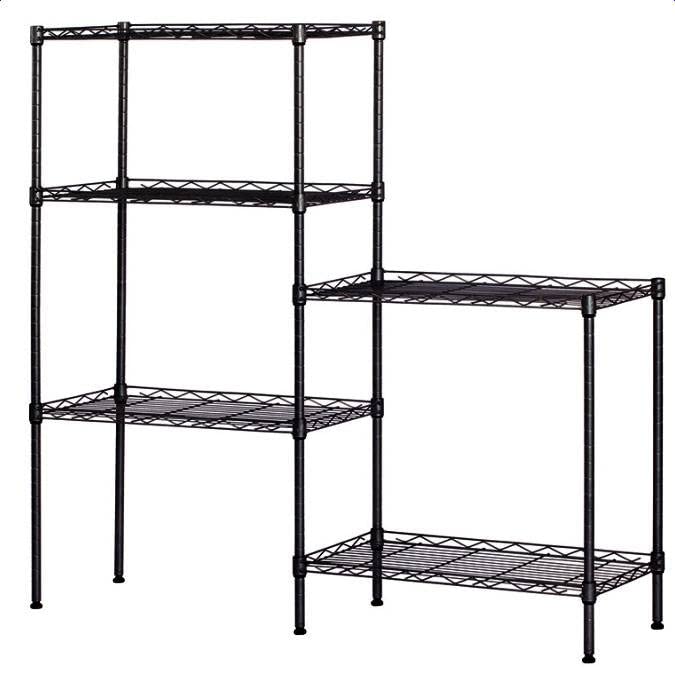 DYWER Adjustable Heavy Duty Carbon Steel Storage Rack - 5-Tier Standing Shelf Unit for Garage, Warehouse & Home Organization - Black