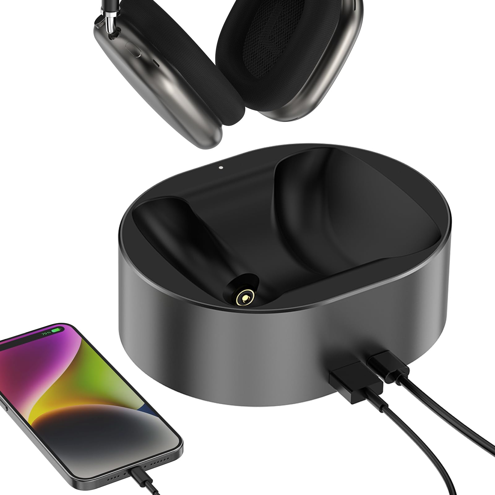 Premium Magnetic Charging Stand for AirPods Max 1/2 - Wireless Charger with Sleep Mode, Portable Desktop Headphone Holder - Perfect for Home, Office & Travel (Black)