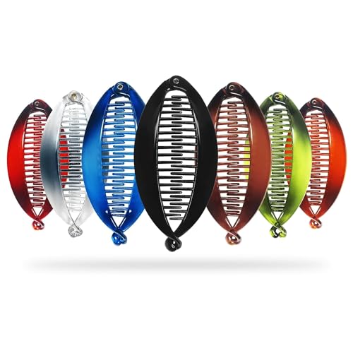 BY U.R Acrylic Plastic Fishtail Banana Hair Clips for Women & Girls - 2 Pack Black Hair Accessories | Perfect for School, Work, Parties & Everyday Styling