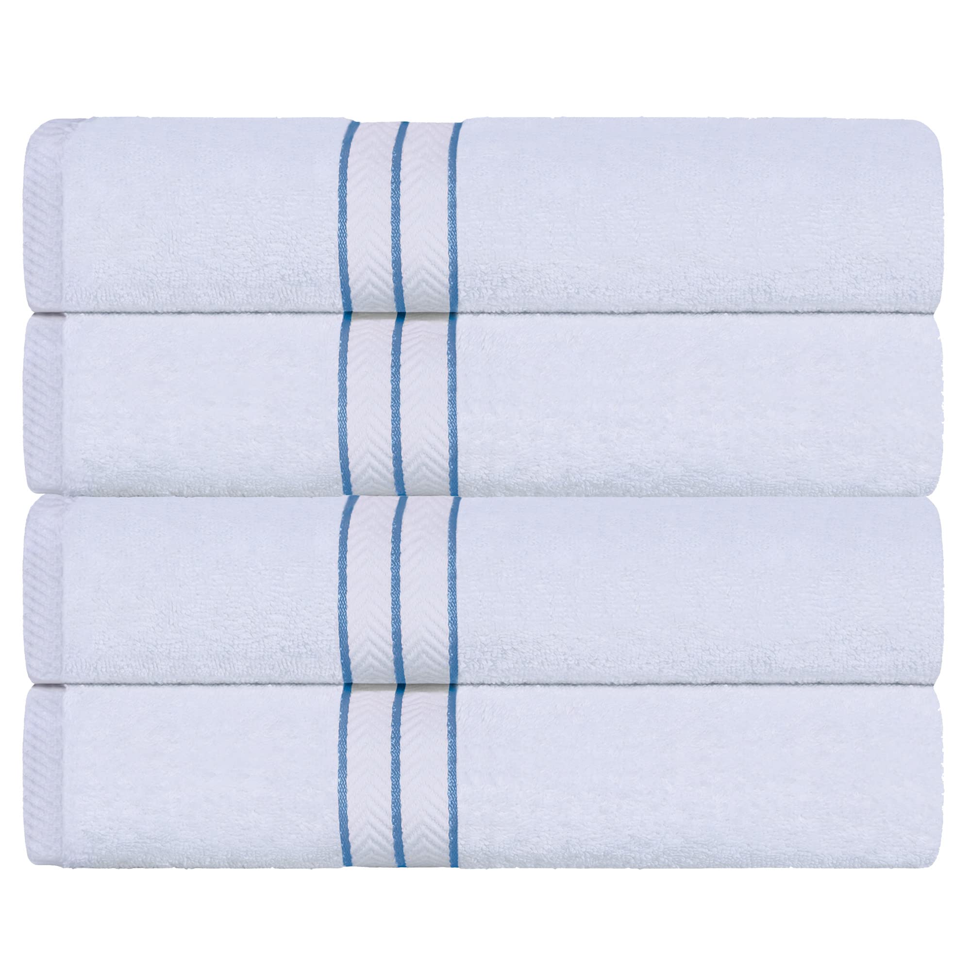 Premium BNM Turkish Cotton Bath Towels Set of 4 - Ultra Soft, Highly Absorbent Luxury Towels for Spa, Shower & Guest Bathroom - Heavyweight Plush Bathroom Essentials in Light Blue - Perfect for Home Decor & Hotel Use