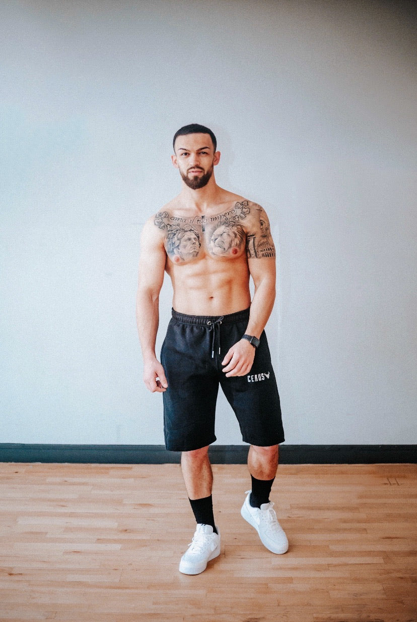 Cerus Black Legacy Men's Athletic Shorts - Lightweight, Breathable & Quick-Dry for Running, Gym & Outdoor Activities