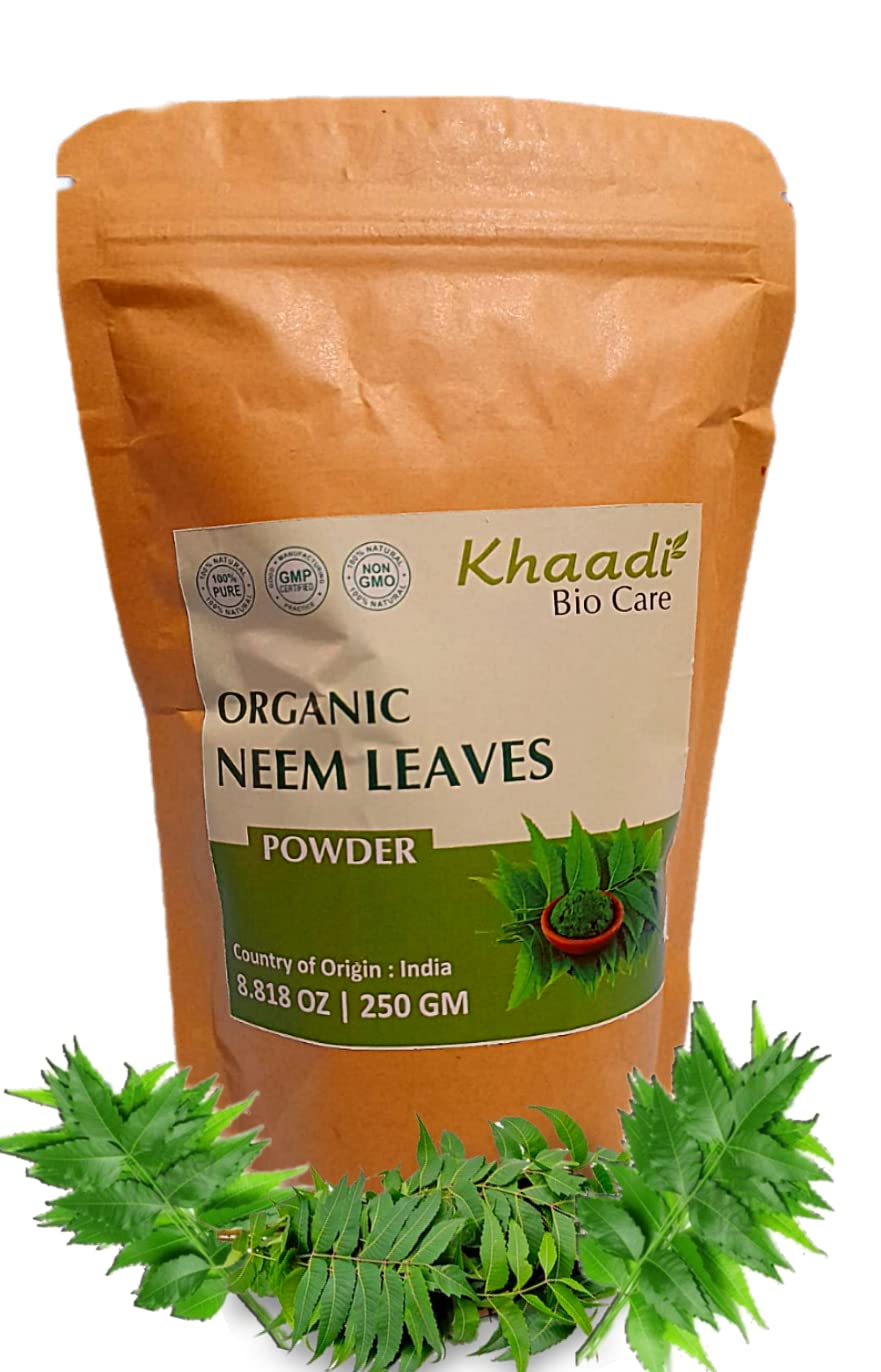 Pure Organic Neem Leaves Powder 250g - Natural Skin & Hair Care Treatment for Acne, Dandruff & Scalp Health | Face Mask, Hair Pack & Ayurvedic Beauty Remedy
