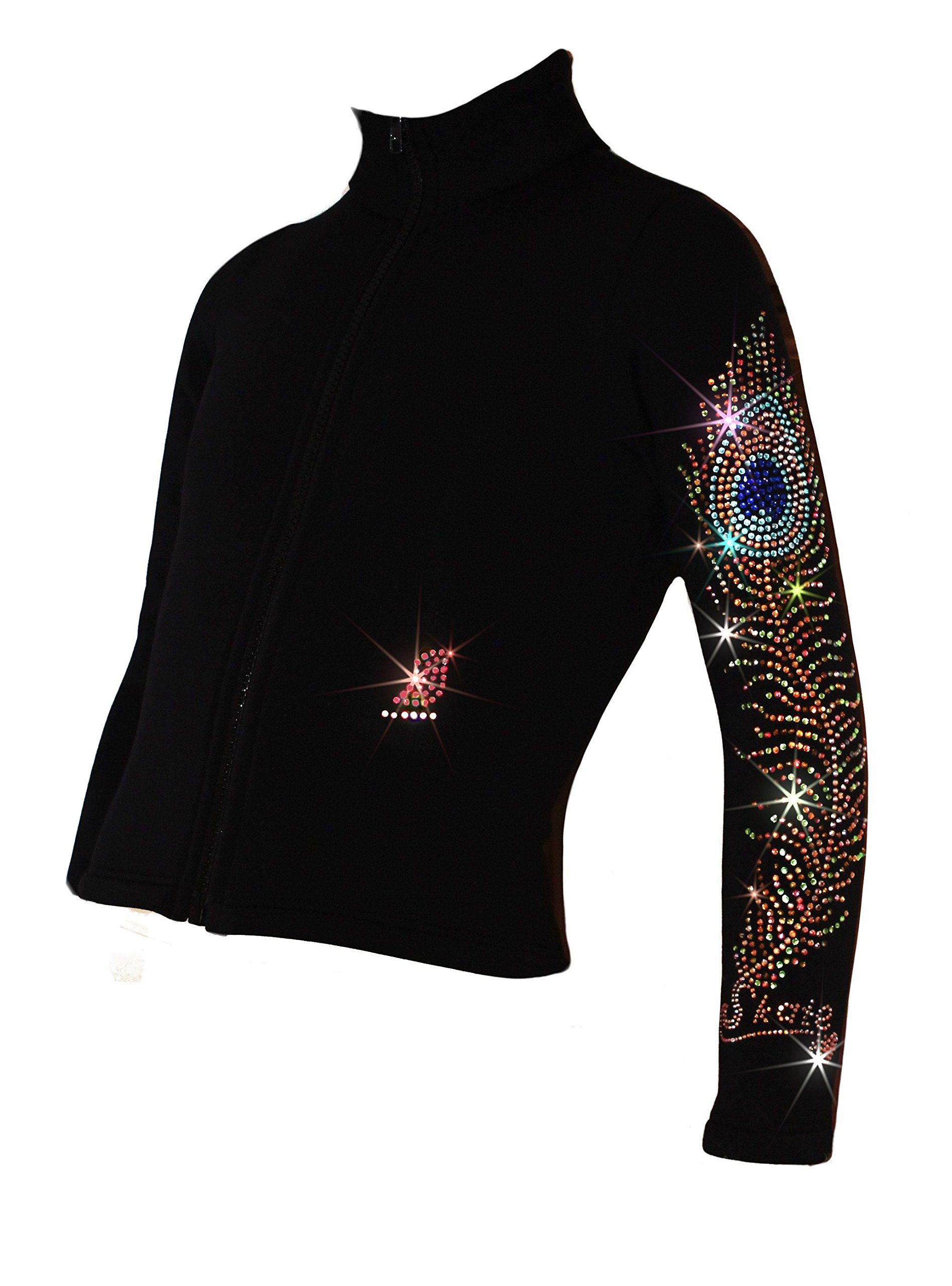 Stylish Ice Fire Polartec Figure Skating Jacket with Elegant Peacock Design - Perfect for Winter Sports & Outdoor Activities