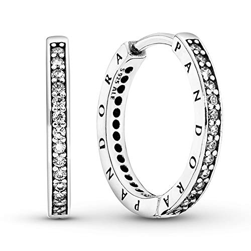 Pandora Sterling Silver Hoop Earrings with Cubic Zirconia - 2.3mm Dainty Silver Hoops for Women - Perfect for Everyday Wear, Date Nights & Special Occasions