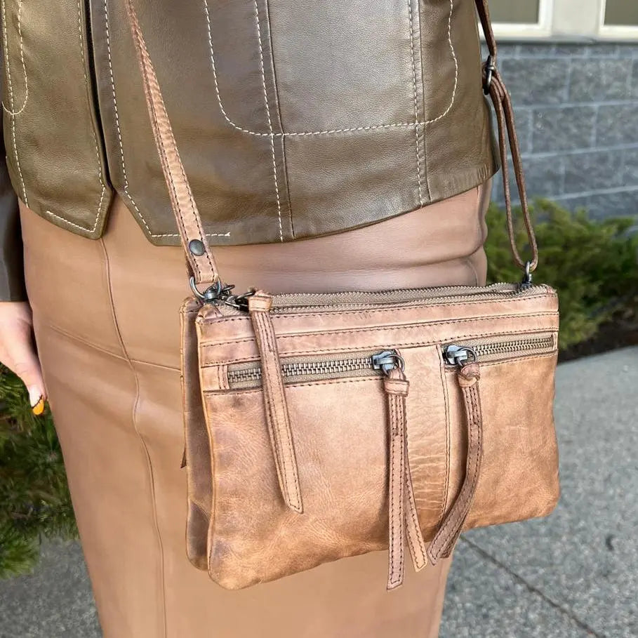 Premium MET Leather Crossbody Bag with Dual Front Zipper Pockets - Stylish & Secure for Women's Daily Use, Travel & Shopping
