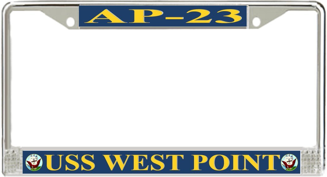 USS West Point AP-23 Military License Plate Frame - Durable Metal Car Accessory for Veterans, Navy Enthusiasts & Patriotic Drivers - Perfect for Trucks, Cars & Motorcycles