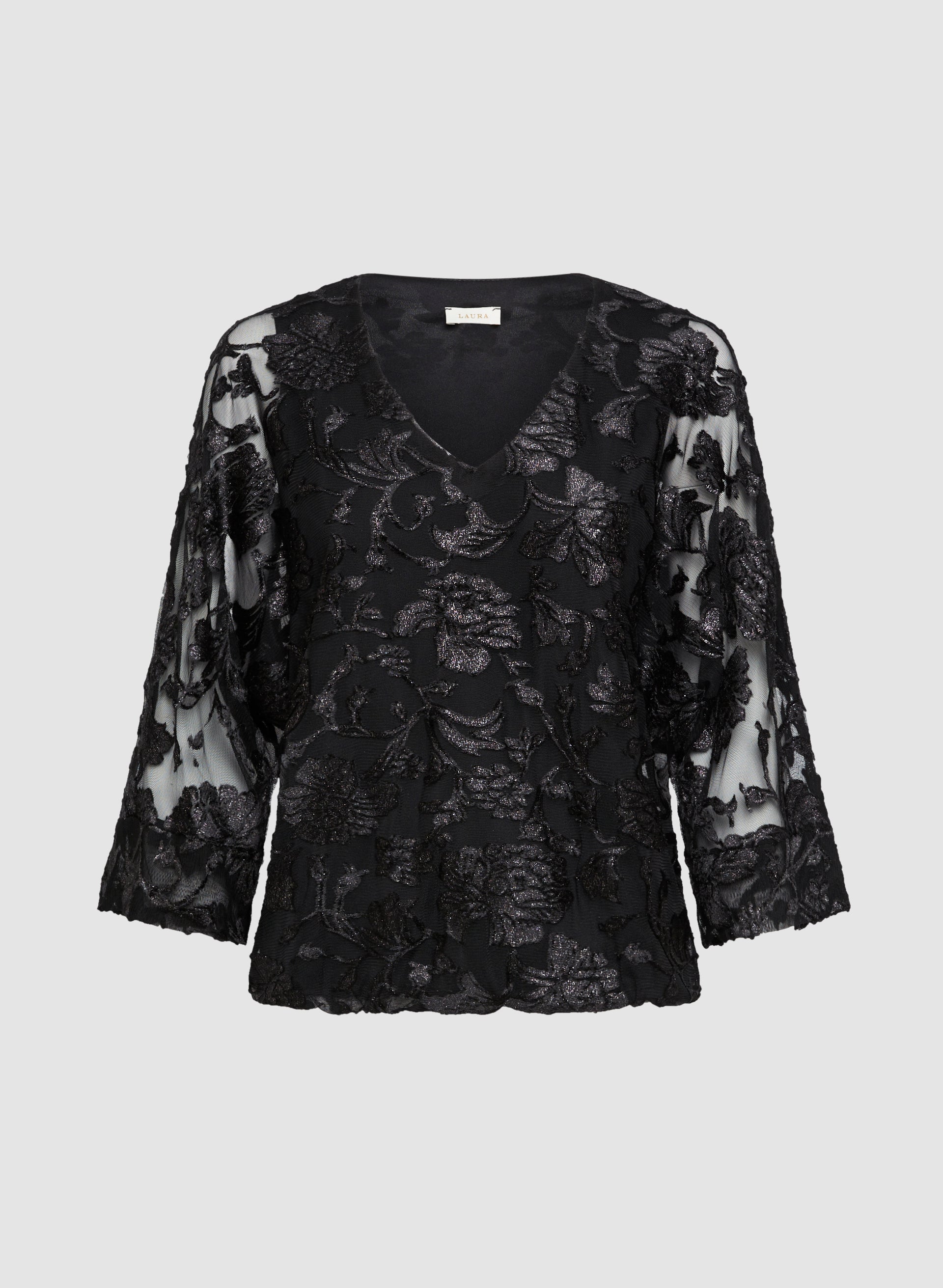 Floral Burnout Velour Top for Women - Soft & Stylish Long Sleeve Blouse for Fall & Winter - Perfect for Casual Outings, Date Nights & Office Wear
