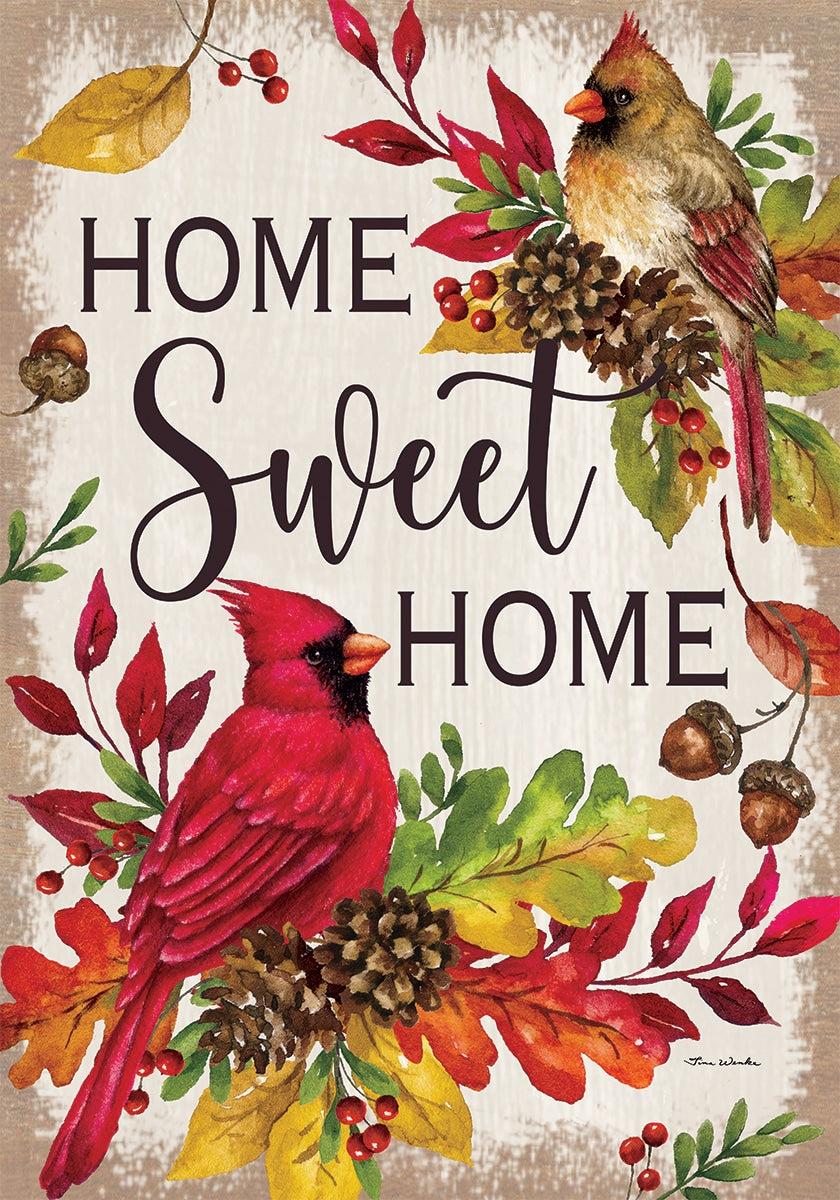 Home Sweet Cardinals 12 x 18 Inch Garden Flag - Perfect for Outdoor Decor, Front Yard, Porch & Seasonal Display
