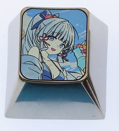 Custom Kamisato Ayaka & Rem Themed Titanium Alloy Keycaps for Mechanical Keyboards - Anime Gaming & Typing Accessories