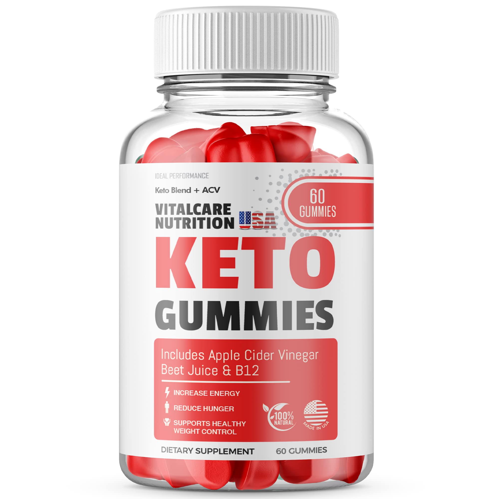 Vital Care Nutrition Ketosis Gummies - Sugar Free Keto Diet Supplement for Weight Loss & Energy Boost (60 Count) - Perfect for Low Carb Lifestyle & On-The-Go Snacking