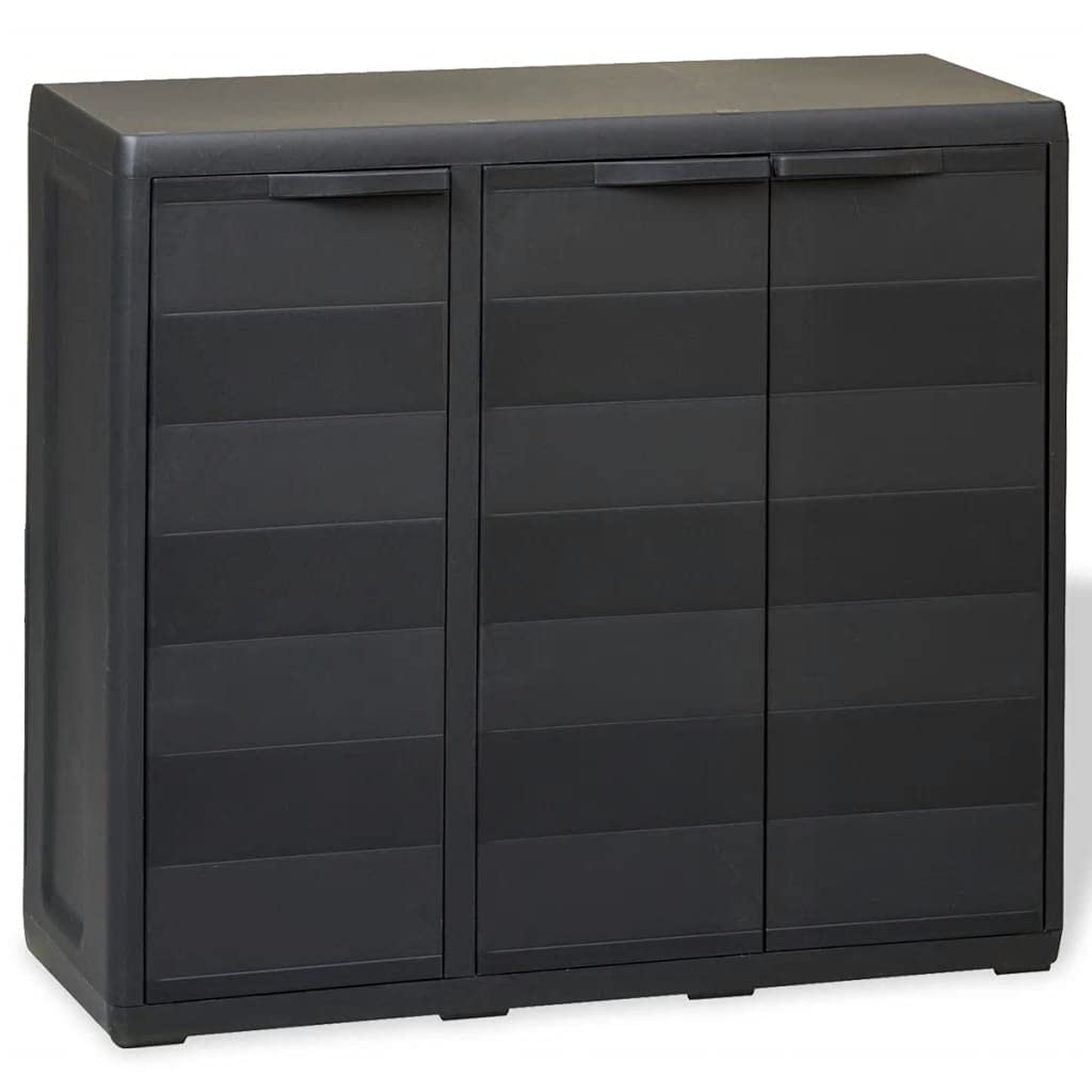 Black Outdoor Storage Cabinet with 2 Shelves - for Garden, Living Room & Office
