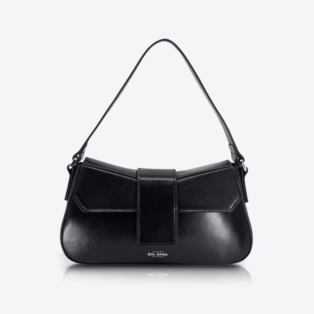 Stylish Baguette Shoulder Bag for Women - Trendy Black & Silver Crossbody Purse - Perfect for Work, Travel, and Evening Outings