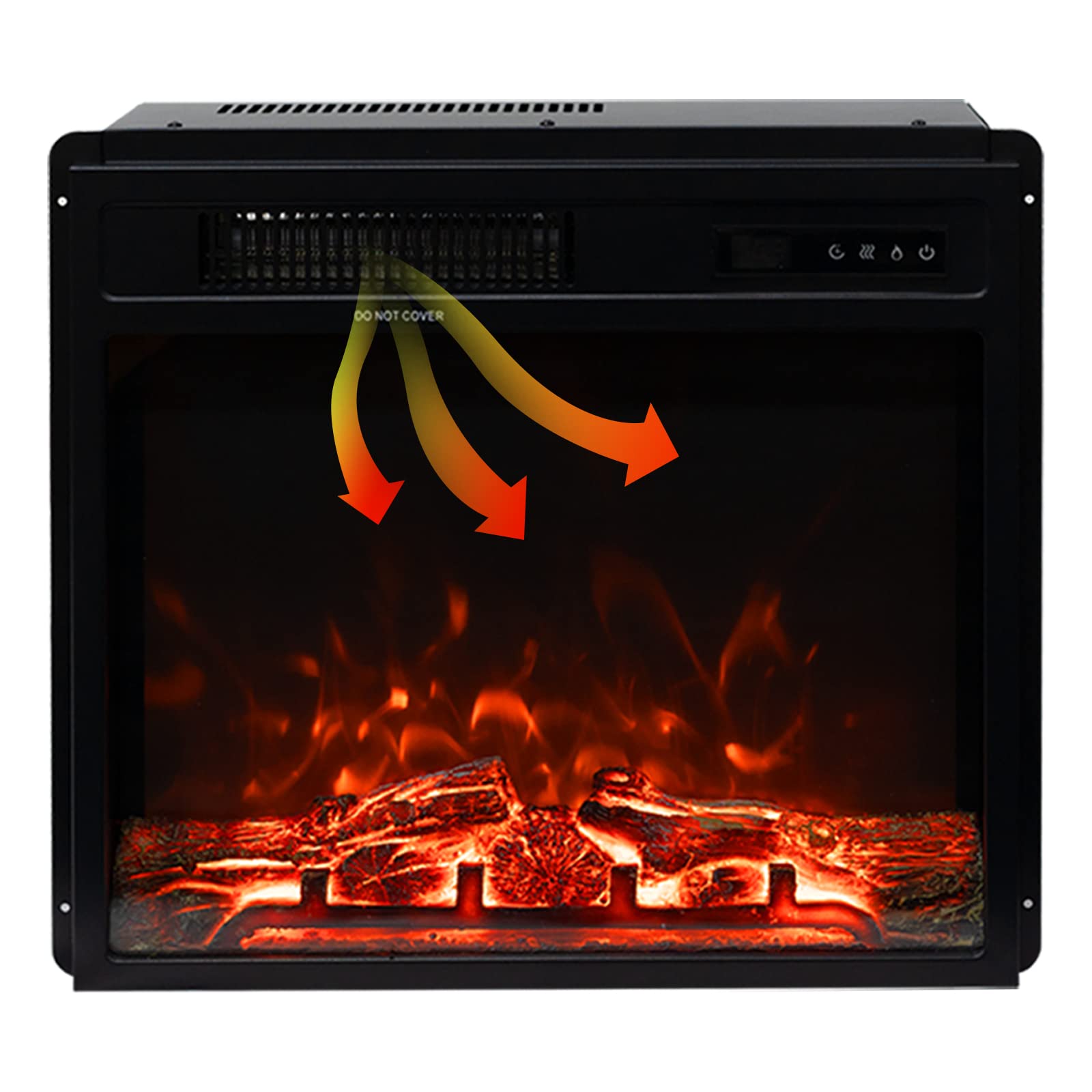 Electric Fireplace Heater with Remote Control - 3D Realistic Flame Effect for TV Stands up to 65 Inches, Adjustable Brightness & Temperature Settings - Perfect for Living Room, Bedroom, or Office Warmth & Ambiance
