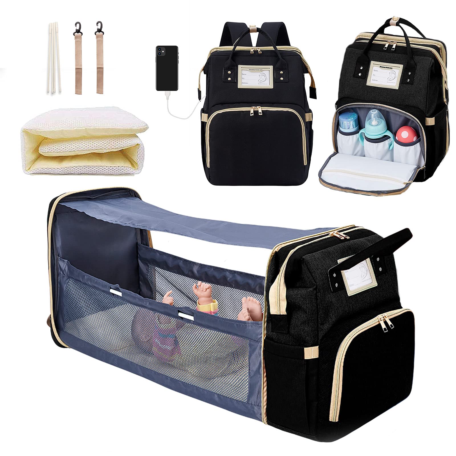 Multi-Function Waterproof Diaper Bag Backpack - Large Capacity Baby Nappy Bag with Insulated Bottle Pockets - Perfect Baby Shower Gift for Moms, Travel & Daily Use