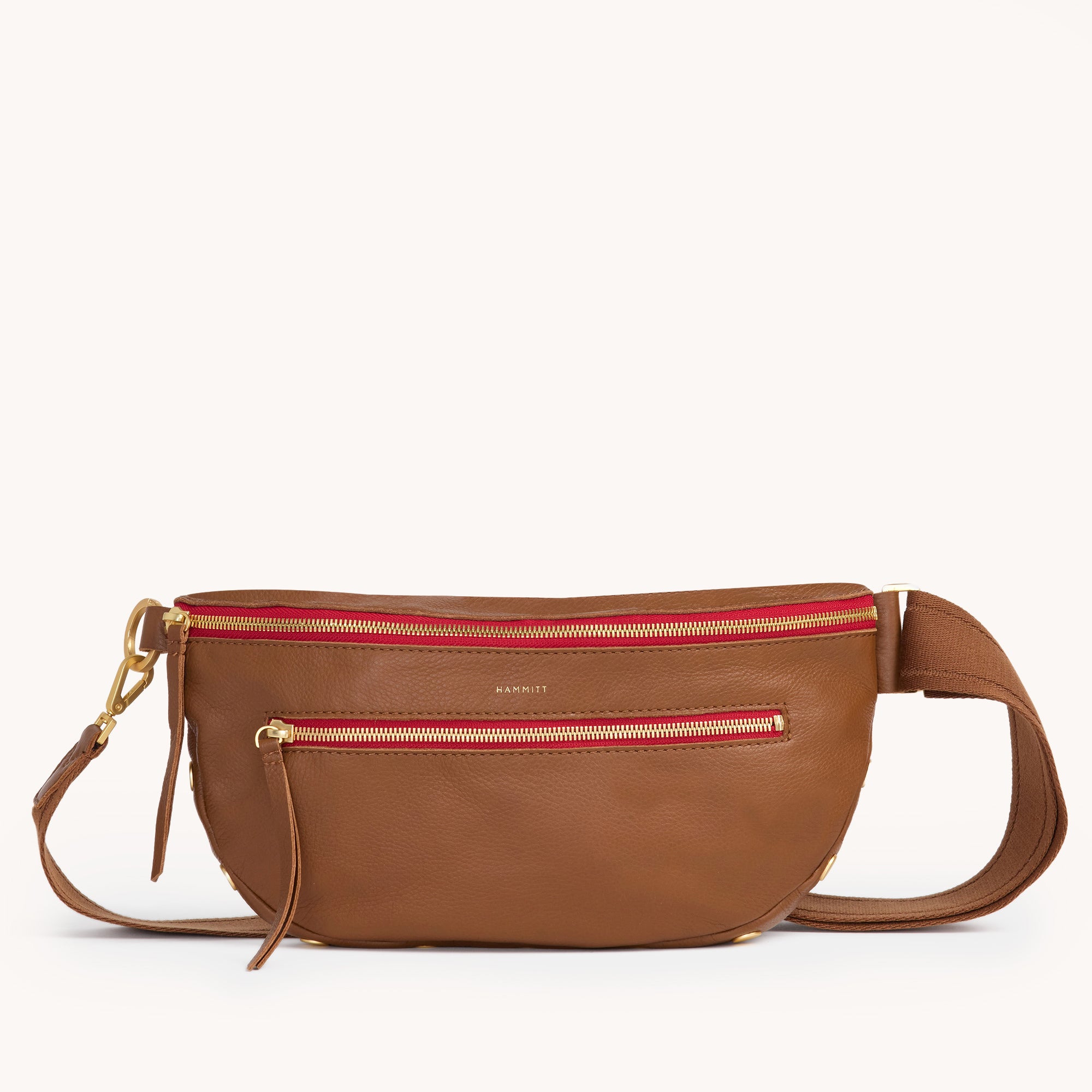 Charles Genuine Leather Crossbody Bag for Women - Mahogany Pebble with Brushed Gold Red Zip, Large Size | Perfect for Work, Travel & Everyday Use