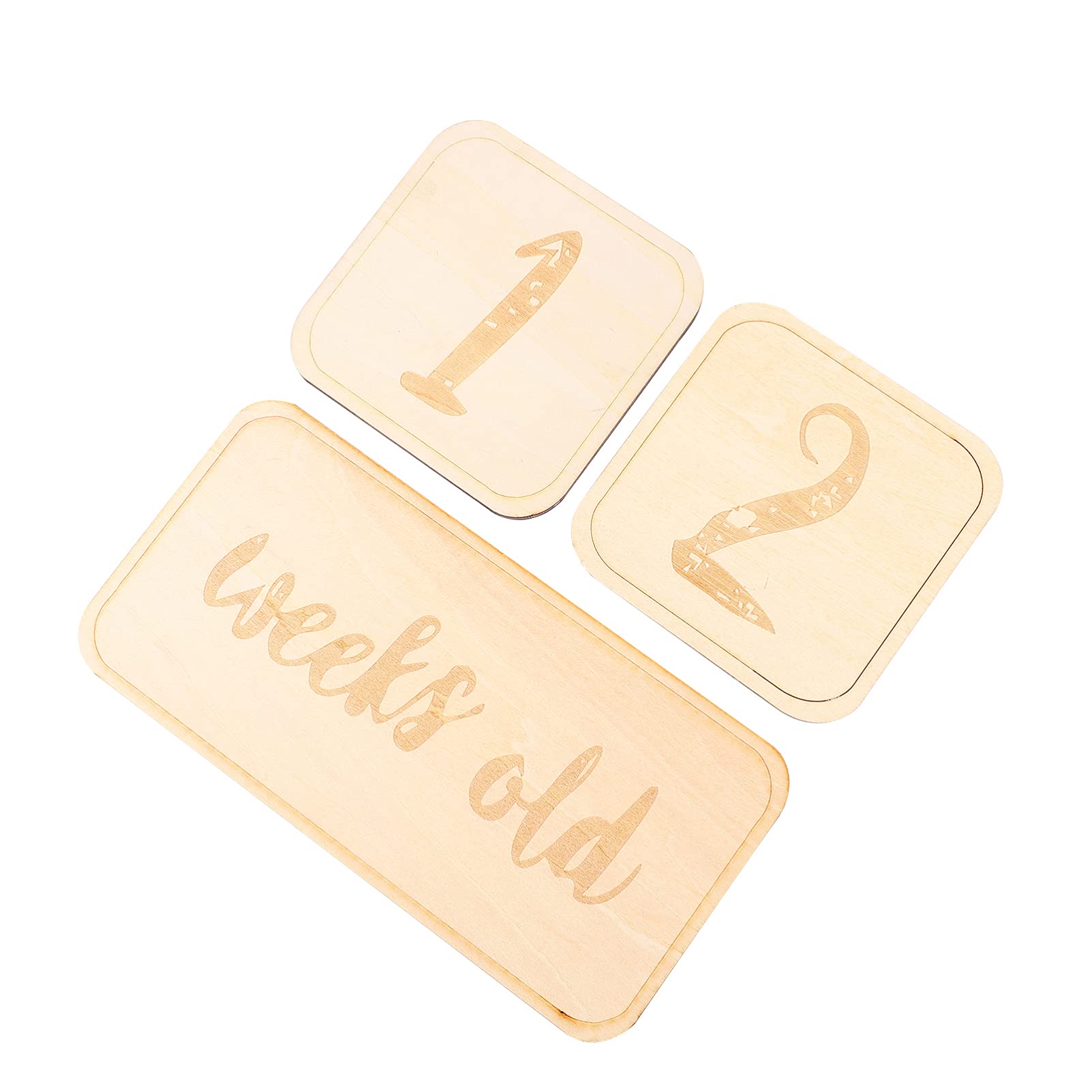 TOYANDONA 3-Piece Wooden Baby Milestone Cards Set - Double-Sided Newborn Photo Props for Weeks & Months - Perfect for Baby Shower Gifts, Monthly Photos, and First Year Keepsakes