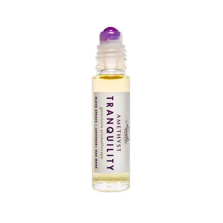 Amethyst Tranquility Gemstone Aromatherapy Roll On - Natural Stress Relief Essential Oil Blend for Relaxation, Sleep & Meditation - Perfect for Home, Office & Travel Use