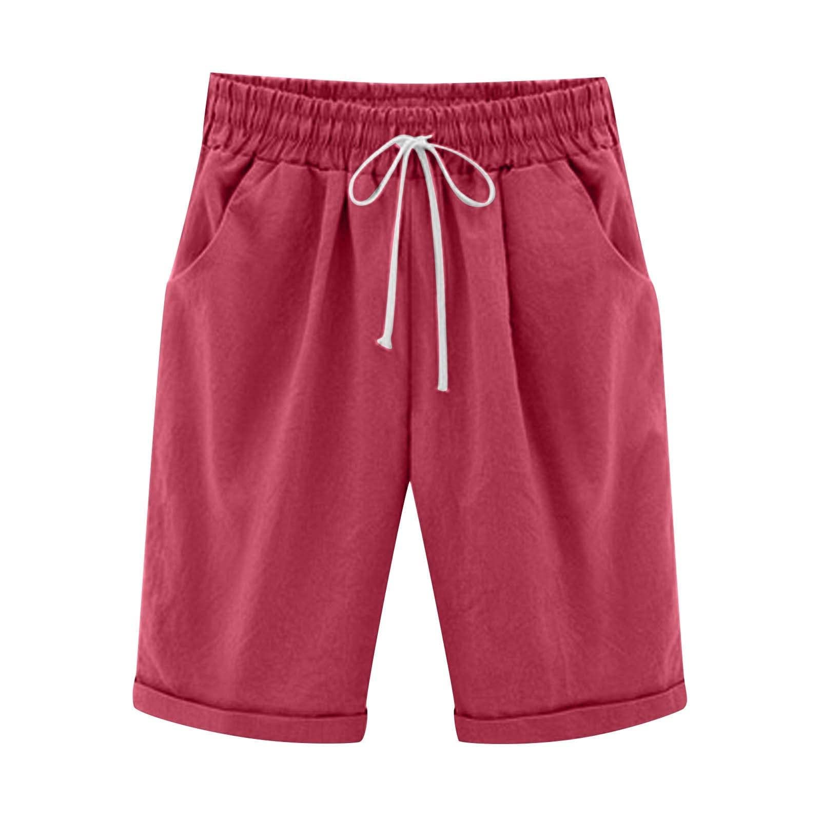 Women's Linen Bermuda Shorts - Plus Size Cotton Lounge & Gym Shorts
