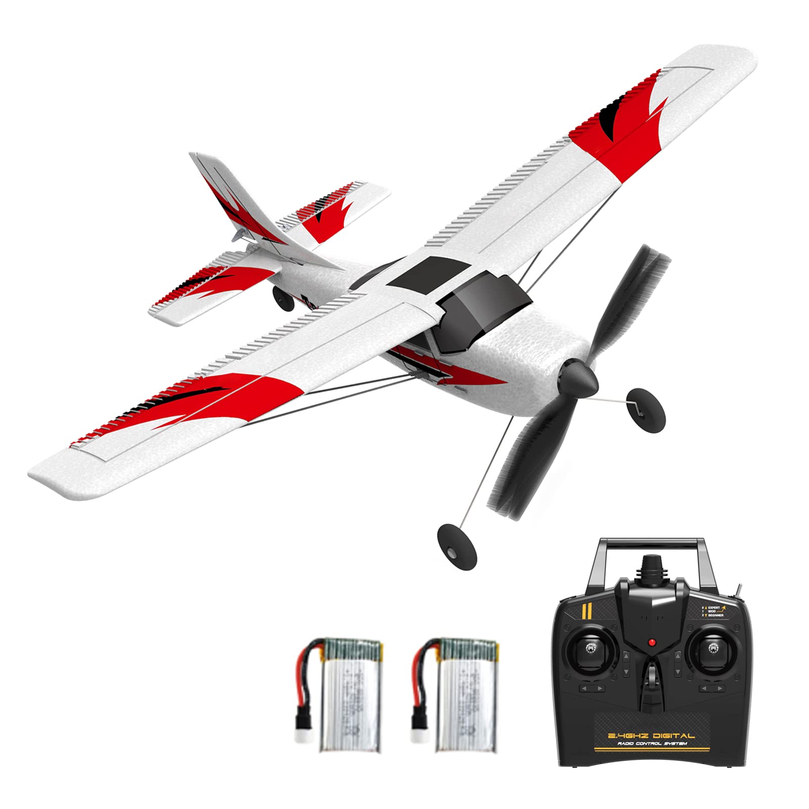 GoolRC 2.4GHz 4CH Remote Control Airplane with 6-Axis Gyro - Ready to Fly RC Plane for Adults & Kids - Includes 2 Batteries - Perfect for Outdoor Play, Birthday Gifts & Hobby Flying