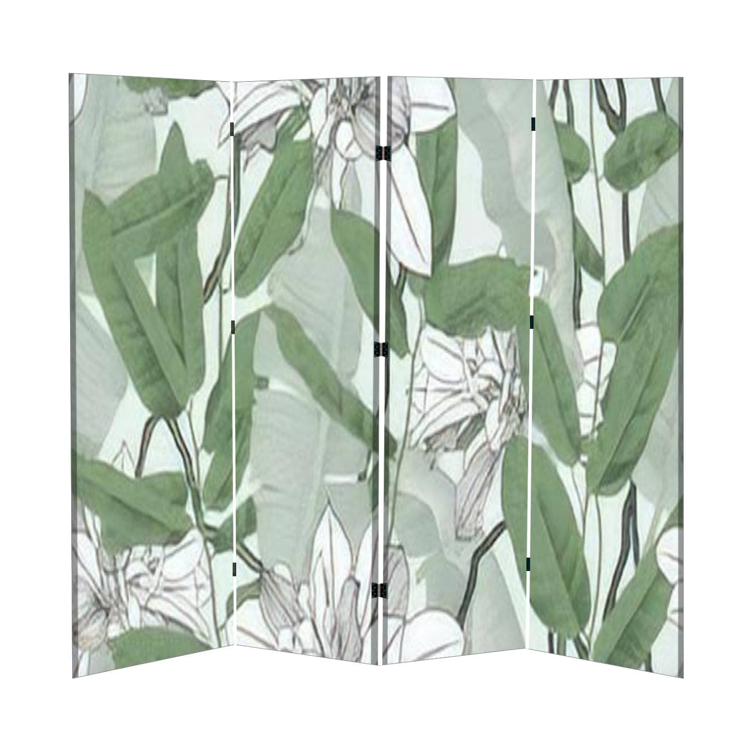 Foldable Room Divider Screen - 4 Panel Banana Leaf Design for Home Privacy | Portable Freestanding Partition for Bedroom, Office & Living Space | Natural Botanical Decor with Seamless Green Leaves Pattern