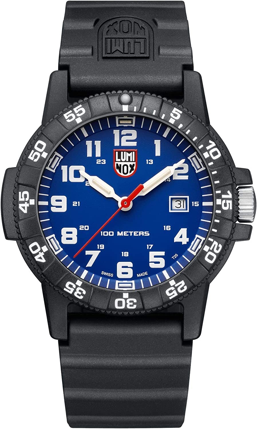 Luminox Leatherback SEA Turtle Giant XS.0323.L Men's Military Watch 44mm - Black/Blue Date Function - 100m Water Resistant Swiss Made - Perfect for Diving, Outdoor Adventures & Casual Wear