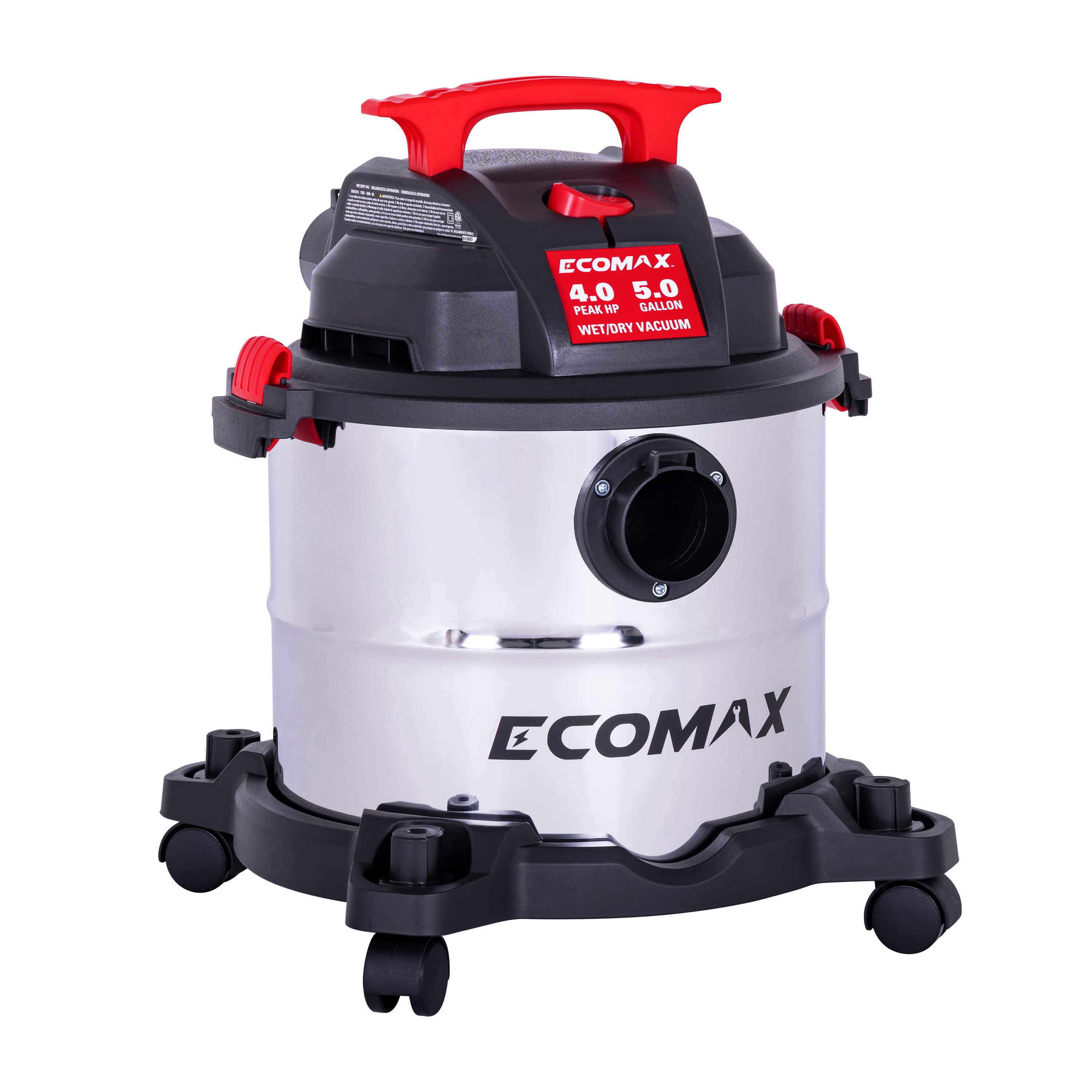 Ecomax 5 Gallon Stainless Steel Wet/Dry Vacuum Cleaner - Powerful Shop Vac for Home, Garage, Car Cleaning & DIY Projects
