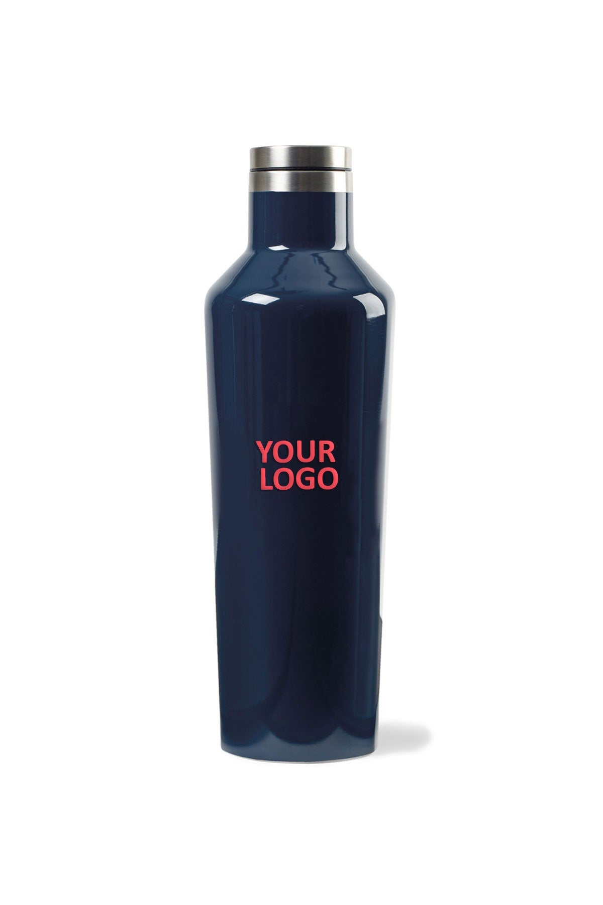 Corkcicle 16 Oz Custom Canteen Water Bottle - Insulated Stainless Steel, Leak Proof, Gloss Navy - Perfect for Outdoor, Gym, Travel & Everyday Hydration