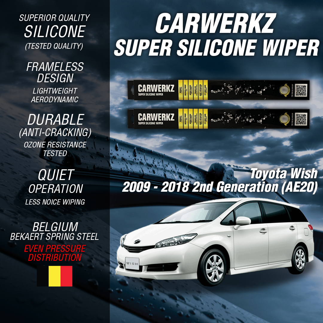 Premium Silicone Windshield Wipers for Toyota Wish 2009-2018 2nd Gen (AE20) - All-Weather Performance for Rain, Snow & Harsh Conditions