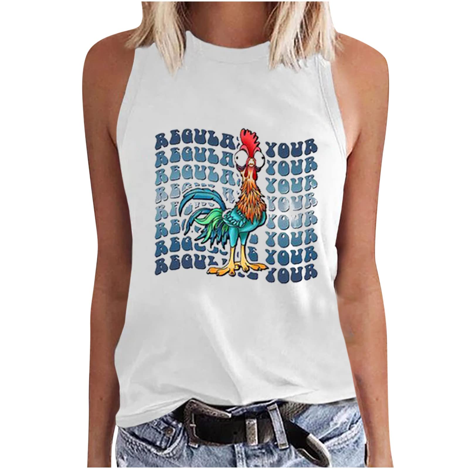 BFAFEN Women's High Neck Tank Tops - Trendy Y2K Letter Graphic Tees, Fitted Basic Camisole for Summer | Casual Outfits, Streetwear, Layering