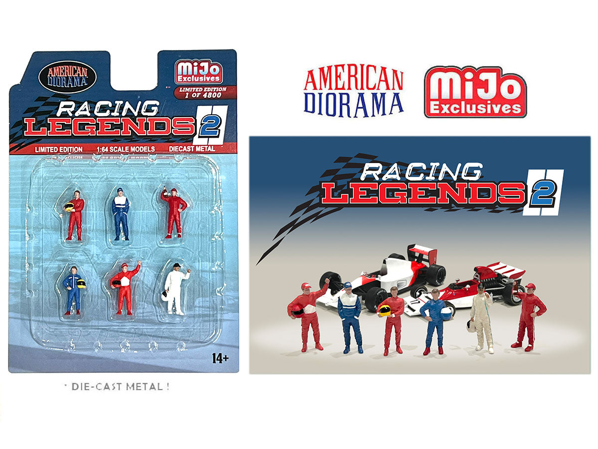 American Diorama 1/64 Scale Racing Legends 2 Figure Set - MIJO Exclusives Collectible Miniatures for Model Car Displays & Diorama Scenes