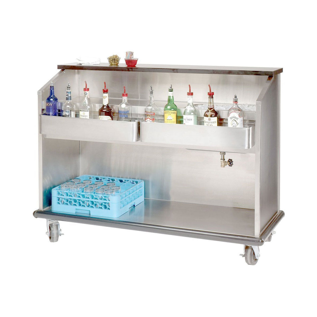 Advance Tabco AMS 5B Ambassador Portable Bar - Stainless Steel Commercial Bar Counter with Wheels for Mobile Service, Perfect for Catering Events, Outdoor Parties and Bars