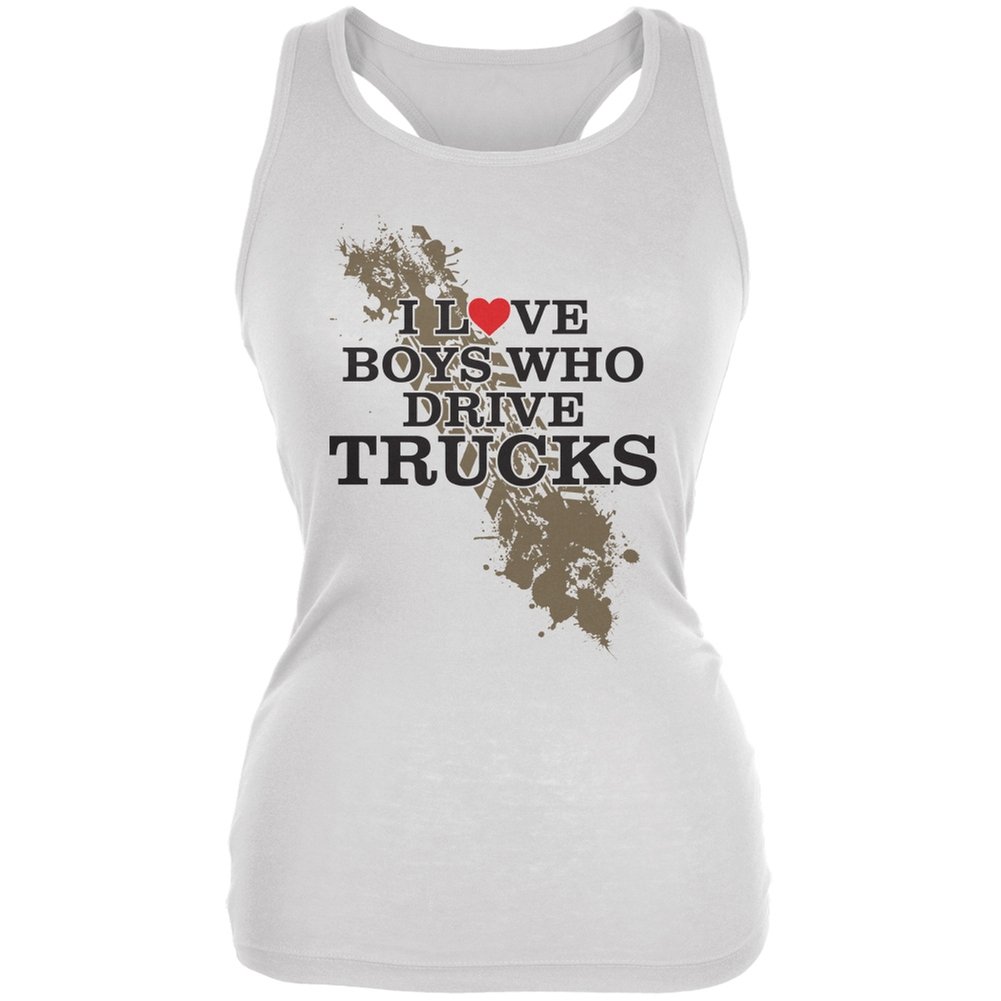 Old Glory Boys Who Drive Trucks White Juniors Soft Tank Top - Patriotic Graphic Tee for Truck Lovers - Perfect for Casual Wear, Road Trips & 4th of July Celebrations