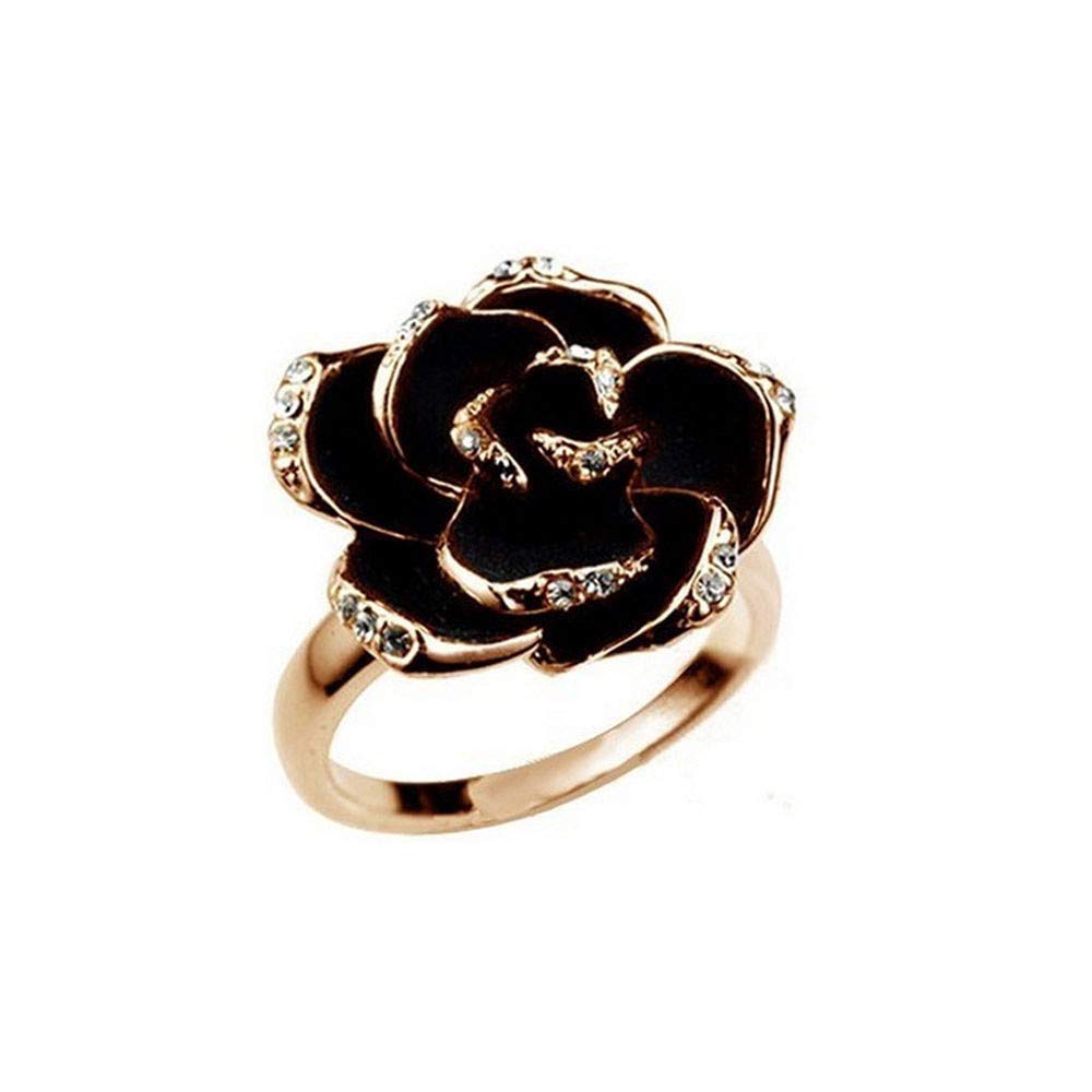 Elegant Rose Gold Flower Band Ring for Women - Adjustable Opening Finger Ring with Shiny Finish - Perfect for Valentine's Day, Anniversary Gifts & Everyday Fashion Jewelry