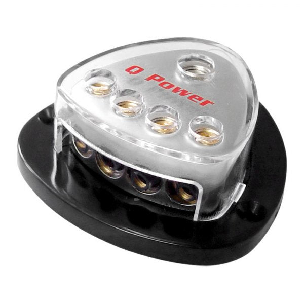 QPower QPD055 1 Input 4 Output Distribution Block - Power Distribution for Car Audio, Marine & RV Electrical Systems