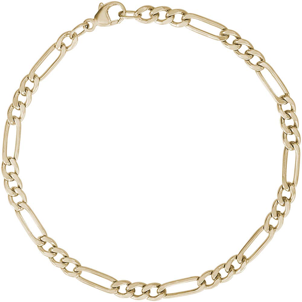 Rembrandt Charms Figaro Link Classic Charm Bracelet 7-8 Inches - 14K Gold or 925 Sterling Silver - Elegant Jewelry Gift for Women, Birthday, Anniversary & Special Occasions