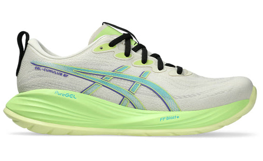 ASICS Men's Gel-Cumulus 27 Running Shoes - D Width - Birch/Lime Green - Cushioned Road Running Sneakers for Jogging, Training & Marathon