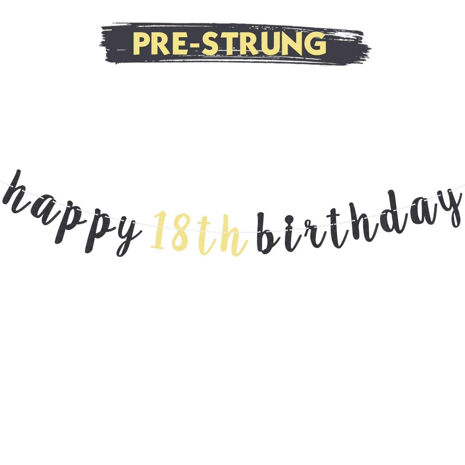Happy 18th Birthday Party Decorations Set - Glitter Garland Banner & Backdrop Sign for Eighteen Years Old Celebration | Perfect for Milestone Birthday Parties, Teenager Celebrations & Photo Booth Backgrounds